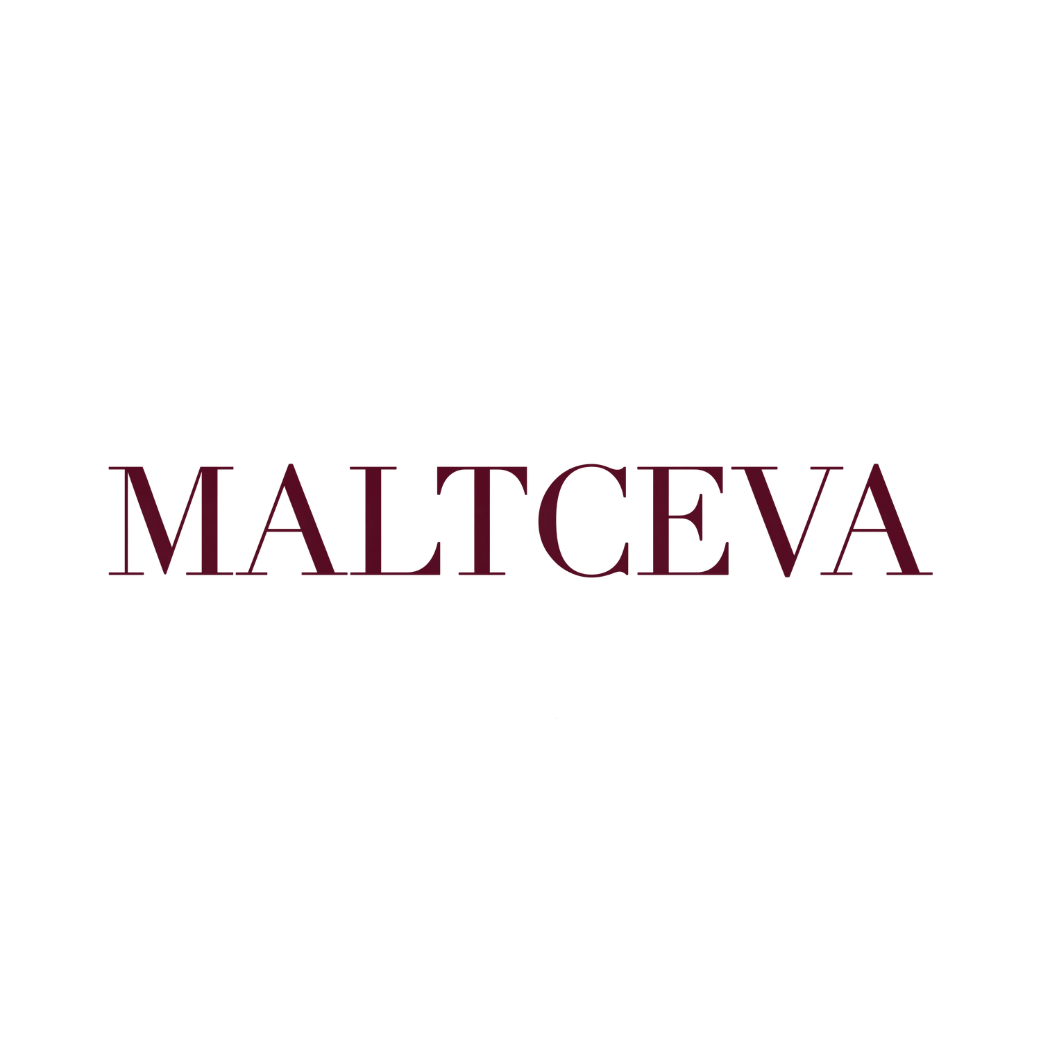 Вордмарк MALTCEVA бордовым на светлом фоне