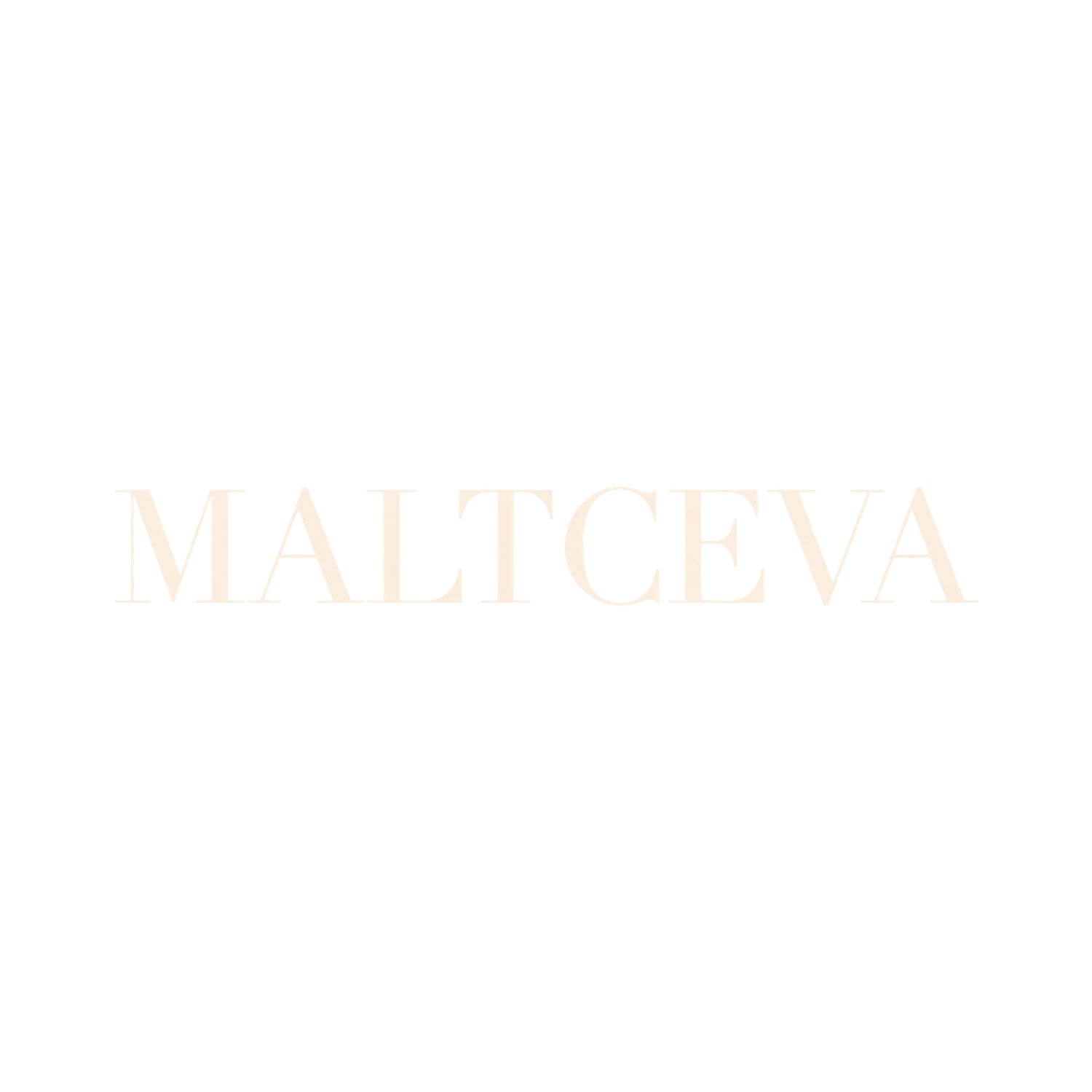 Вордмарк MALTCEVA кремовым на тёмном фоне